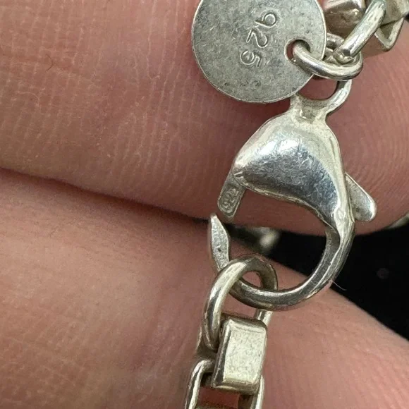 2000s Tiffany and Co Sterling Silver Venetian Box Chain Link Necklace 18 Chain